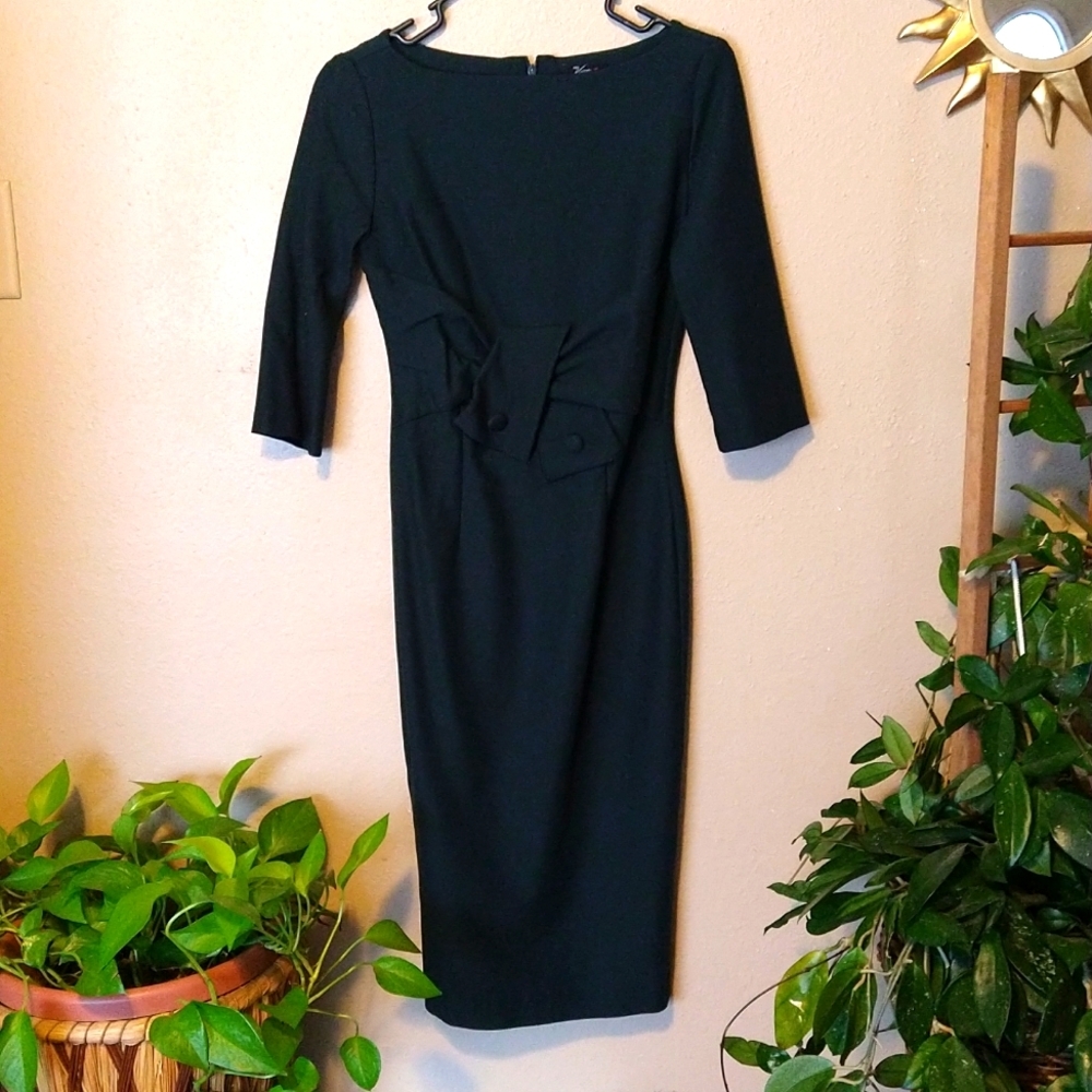 The Sarah Pencil Dress in Forest Green - Vintage Diva - Picture 6 of 10